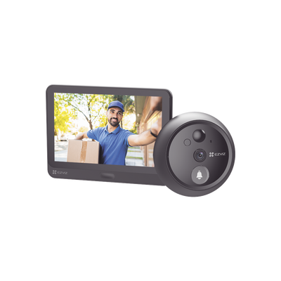 [N4-CS-HP4-222695] Videoportero Con Mirilla y Pantalla Wi-Fi de Batería Recargable / Para Instalarse en Puerta / Cámara 1080P / Audio de Dos Vías / Uso en Interior