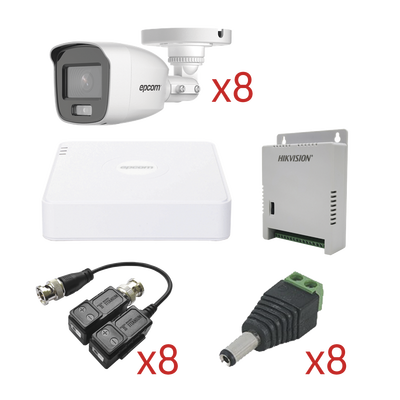 [N4-KESTG8T8BG/A-211307] KIT TurboHD con Audio 1080p / DVR 8 Canales 1080p lite / 8 Cámaras Bala (exterior 2.8 mm) / Transceptores / Conectores / Fuente de Poder / AUDIO POR COAXITRON