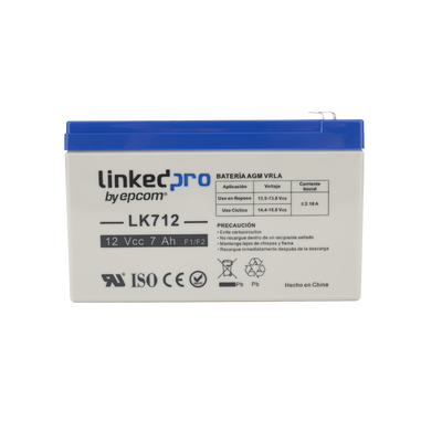 [N4-LK712-225961] Batería 12 V / 7 Ah / UL / Tecnología AGM / Vida útil promedio 5 años / Uso en equipo electrónico, Alarmas de Intrusión / Incendio / Control de acceso / Video Vigilancia / Terminales F1 ( Incluye adaptador F2 )