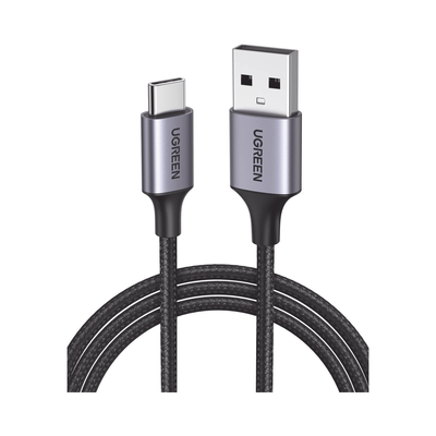 [N4-60128-213232] Cable USB-A a USB-C | 2 Metros | Transferencia de datos de 480 Mbps | Carga Rápida | QC 4.0/3.0/2.0 | FPC | AFC | Protección Integrada | Caja de Aluminio | Nylon Trenzado | Color Negro.