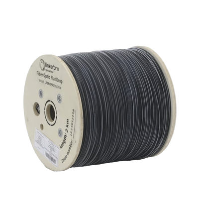 [N4-LPDROPA21C/2KM-225297] Carrete de 2 km de Fibra Óptica Drop Plana, Interior/Exterior G.657A2 Monomodo de 1 hilo (unifibra), Dieléctrica, Forro Negro, Compatible con Conectores FASC, FASCUP, FASCLC