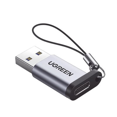 [N4-50533-210869] Adaptador USB 3.0 Macho a USB-C 3.1 Tipo C Hembra |Carga y Sincronización de Datos | Admite Corriente de 3A | Transferencia de hasta 5 Gbps | Amplia Compatibilidad | Chip VL160 | Caja de Aluminio | Color Gris