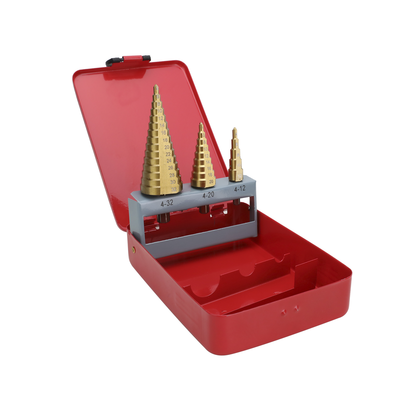 [N4-PST-C020-02-197036] Juego de 3 Brocas Escalonadas HSS 4-12, 4-20, 4-32 mm (Para Plástico o Metal).