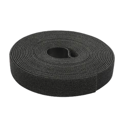 [N4-PST-C05-001-BK-229927] Cinta de Contacto Autoadherente Color Negro / 1.6 cm x 25 metros / Espalda con Espalda (Gancho y Bucle)