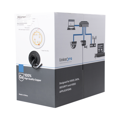 [N4-PRO-CAT-5-EXT-65736] Bobina de cable de 305 m, Cat5e , FTP, blindado, color negro, UL, para aplicaciones en video vigilancia, redes de datos. Uso en Intemperie