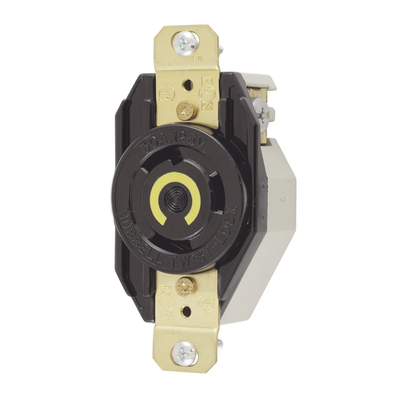[N4-HUB-HBL-2610-208102] Receptáculo de Media Vuelta Industrial 30 A 125 V CA 2 Polos 3 Hilos (Nema L5-30R) Color Negro.