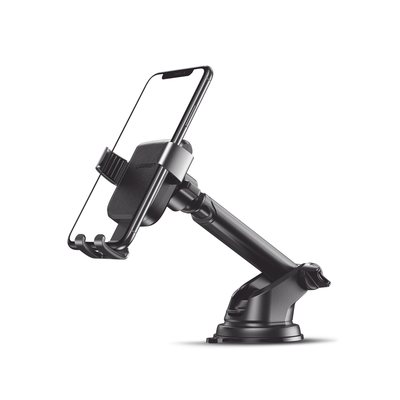 [N4-60990B-208455] Soporte de Celular para Automóvil con Ventosa / Diseño de Sujecion en Triangulo / Ajustable 270° / Rotable / Estirable / Amplia Compatibilidad con dispositivos de 4'' a 7'' / Color Negro