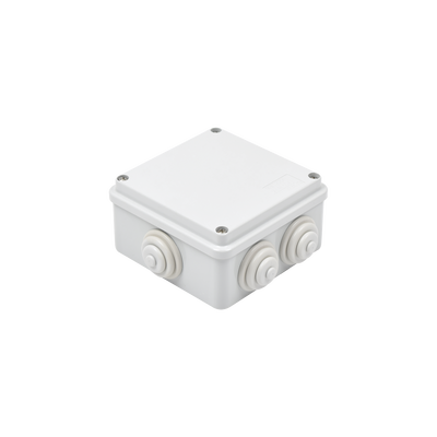 [N4-GW-44-004-80749] Caja de derivación de PVC Auto-extinguible con 6 entradas, tapa atornillada, 100x100x50 MM, (Medidas internas, mayor área permisible para e cable, Para exterior (IP55)