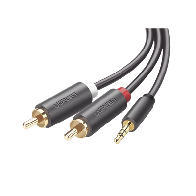 [N4-10512-206923] Cable Adaptador de 3.5mm Macho a 2 RCA Macho / 3 Metros / Color Gris / Blindaje Múltiple / ABS / Alta Calidad