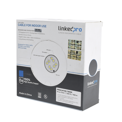 [N4-PRO-CAT-5E/100M-77419] Cable Cat5e de alto rendimiento, con certificaciones ETL, UL, color gris, de 100 m ( 328 ft ) para aplicaciones en CCTV, redes de datos. Uso interior.