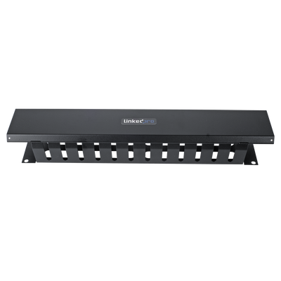 [N4-LPCM-042U-65992] Organizador de Cables Horizontal de 2U para Rack de 19" con Cubierta Metálica