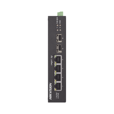 [N4-DS-3T0506HP-E/HS-208998] Switch Industrial No Administrable Gigabit / 3 Puertos Gigabit PoE+ (30 W) + 1 Puerto Gigabit PoE++ (60 W) / 2 Puertos SFP / 65 W Total / 48 a 57 VCD / Ideal para Proyectos / 300 Metros de Distancia