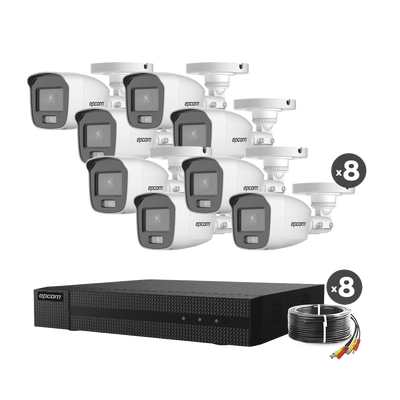 [N4-B8-KIT8-CV/A-234368] Kit TurboHD 1080p / DVR 8 Canales / 8 Cámaras Bala ColorVu con Microfono Integrado / Fuente de Poder / Accesorios de Instalación