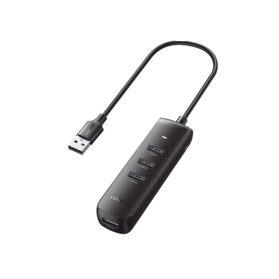 [N4-10915-221363] HUB USB-A 3.0 4 en 1 | 4 Puertos USB-A 3.0 (5Gbps) | Cable de 25 cm | Indicador Led | Ideal para Transferencia de Datos | Entrada USB-C para alimentar equipos de mayor consumo como discos duros | Color Negro.