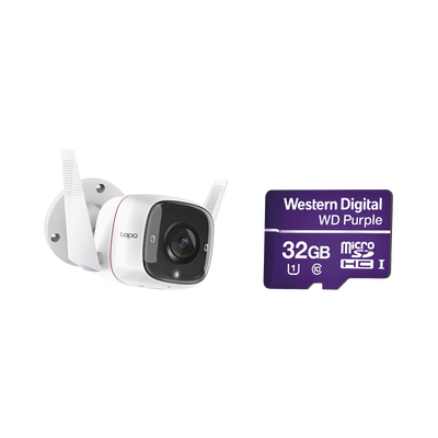 [N4-TAPOC310/WD32-217163] Kit de Cámara IP Wi-Fi / Incluye 1 Pieza Modelo TAPOC310 / 2 Megapixel / Audio Doble Vía / Utiliza la App Tapo / 1 Memoria Micro SD Modelo WD32MSD