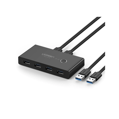 [N4-30768-206946] Conmutador USB para Compartir 4 Puertos USB 3.0 a 2 PC Ìs | Cambio Mediante Botón | Incluye Dos Cables USB de 1.5 m | ABS | Permite que 2 Usuarios Compartan 4 Dispositivos Periféricos USB3.0, como una impresora, un escáner, etc.