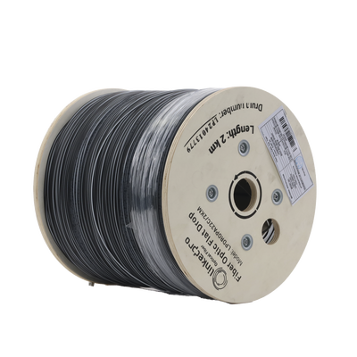 [N4-LPDROPA22C/2KM-225296] Carrete de 2 km de Fibra Óptica Drop Plana, Interior/Exterior G.657A2 Monomodo de 2 hilos (bifibra), Dieléctrica, Forro Negro,  (No Soporta Conectores Mecánicos)
