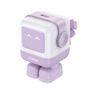 [N4-25036-224281] Cargador Mini GaNRobot 30W serie UNO | 1 USB-C de Carga Rápida | Tecnología GaN II | Multiprotocolo PD/QC/SCP/FCA | Carga Inteligente | Pantalla LED | Zapato Magnético Extraíble | Thermal Guard | Color Lila.