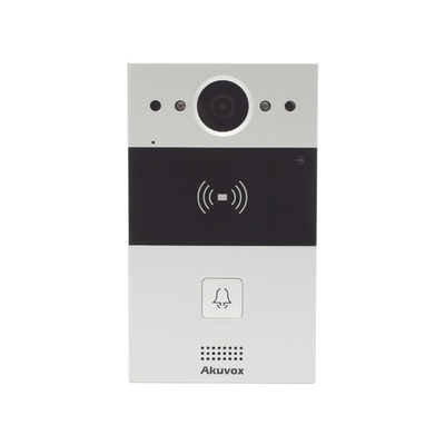 [N4-R20A-200991] Videoportero de 1 Botón / Lector de Tarjetas MIFARE y PROX EM / Notificación a APP / 100% en la Nube / Notificación por Llamada Telefónica / SIP / ONVIF / IP65 / Cámara 2MP / Panel de Aluminio / Control de 2 Puertas