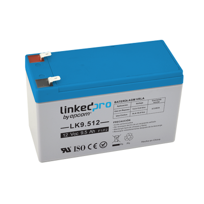 [N4-LK9.512-225966] Batería 12 V / 9.5 Ah / UL / Tecnología AGM / Vida útil promedio 5 años / Para uso en equipo electrónico, Alarmas de Intrusión / Incendio/ Control de acceso / Video Vigilancia / Terminales F1 ( Incluye adaptador F