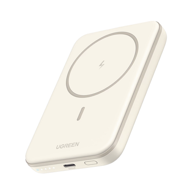 [N4-25207-224372] Power Bank MagSafe de 5000mAh | 15W | Carga Inalámbrica y por Cable USB-C | Sistema de Protección Inteligente | Tecnología de Carga Rápida | Ultra Delgado | Ultra ligero | Compatible con iPhone 15/14/13/12 | Color Beige.