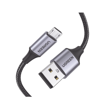 [N4-60146-215513] Cable USB-A a Micro USB | 1 Metro | Carga Rápida | QC 3.0/2.0 | FPC | AFC | Transferencia de datos de 480 Mbps | Recarga hasta 18W | Protección Integrada | Caja de Aluminio | Nylon Trenzado | Color Negro.