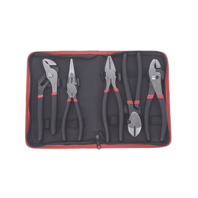 [N4-PST-H010-03-200984] Juego de 5 Pinzas de 8" con Estuche. Incluye: P. Mecánica, P. para Tubo, P. Eléctrica, P. Corte, Nariz Larga.