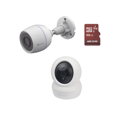 [N4-C6N-CSH3C/KM1-223151] Kit de cámaras WiFi / Incluye 1 pieza C6N  Para Uso en Interior / 1 pieza CS-H3C Para Uso en Exterior / 1 PZA Micro SD HS-TF-E1/32G / Detección de Movimiento / Notificaciones Instantáneas