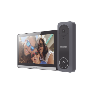 [N4-DS-KIS312-P-231841] Kit de Videoportero Hibrido TurboHD con Pantalla LCD touch de 7" Wi-Fi / Frente de Calle para Exterior de Policarbonato / 720p (1 Megapíxel )130° de Visión (Gran Angular) / Llamada a App Hik-Connect