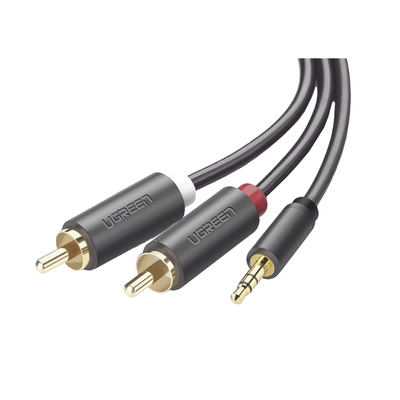 [N4-10513-206925] Cable Adaptador de 3.5mm Macho a 2 RCA Macho / 5 Metros / Color Gris / Blindaje Múltiple / ABS / Alta Calidad