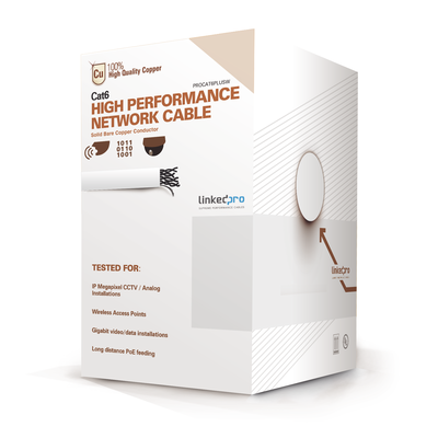 [N4-PRO-CAT-6-PLUSW-88746] Bobina de cable de 305 metros de cable Cat6 de alto desempeño, super flexible, UL, Cobre, color blanco, para aplicaciones de video vigilancia y redes de datos