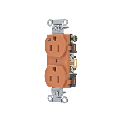 [N4-HUB-IG-5252-205038] Contacto Dúplex Conexión a Tierra Aislada/ 15A 125V/ 2 polos 3 Hilos/ Nema 5-15R /Grado Comercial/ Color Naranja.