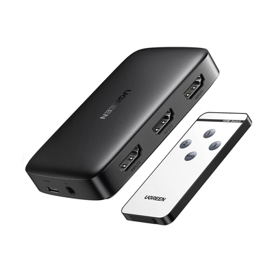 [N4-80125-215465] Conmutador HDMI (Switch) 4K@30Hz | 3 Entradas a 1 Salida | 3D | Transmisión Estable | Incluye Control Remoto | Receptor de Infrarrojos | Indicador LED | Chip Inteligente | Incluye Cable Micro USB para Alimentación.