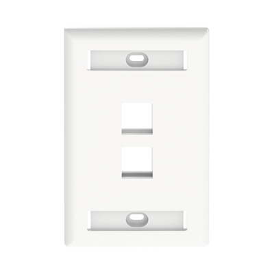 [N4-NK2FWHY-74127] Placa de Pared Vertical, Salida Para 2 Puertos Keystone, Con Espacios Para Etiquetas, Color Blanco