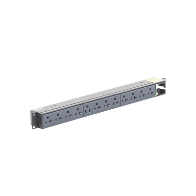 [N4-P12B01M-164845] PDU Básico para Distribución de Energía, Enchufe de Entrada NEMA 5-15P, Con 12 Contactos NEMA 5-20R, Instalación Horizontal de 19in, 1UR, 15 Amp, 120 Vca