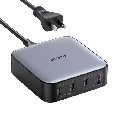 [N4-90736-218163] Cargador de Escritorio de 100W | 4 Puertos de Carga Rápida | 3 USB-C | 1 USB-A | Tecnología GaN II +SIC | Power Delivery 3.0 | Quick Charge 4.0 | Chip Confiable y Carga Inteligente | Optimiza la Experiencia de Carga