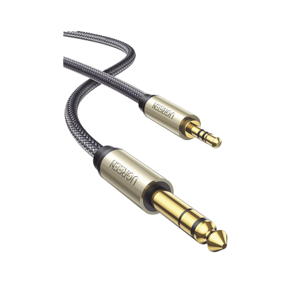 [N4-10625-215748] Cable Audio Estéreo 3.5mm (1/8") TRS a 6.35mm (1/4") TS / 1 Metro / Audio de Hi-Fi / Trenza de Nylon / Blindaje Múltiple / Caja de Aleación Zinc / Núcleo de Cobre Puro / Compatibilidad Universal