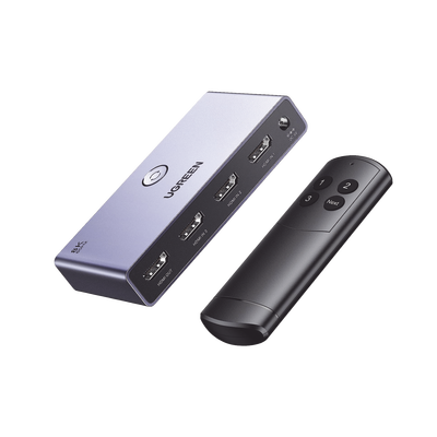 [N4-15604-221578] Switch (Splitter) 8K HDMI 2.1 / 3 entradas 1 Salida / Incluye Control Remoto / Soporta 8K@60Hz 4K@120Hz 4K@60Hz 3D / HDR / HDCP 2.3 / Carcasa de Aluminio.