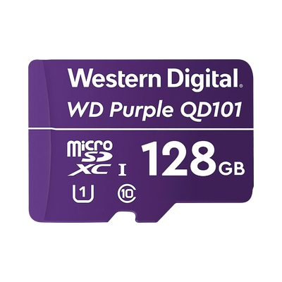 [N4-WD128MSD-165408] Memoria microSD de 128 GB PURPLE, Especializada Para Videovigilancia, 10 VECES MAYOR DURACIÓN, 3 AÑOS DE GARANTIA