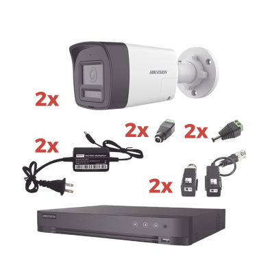 [N4-KH-1080P-2B-TWA-235072] Kit Audio Bidireccional TurboHD 1080p / DVR 4 Canales / 2 Cámaras Bala (Exterior) con Bocina y Microfóno Integrado / 2 Fuentes de Poder / Accesorios