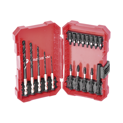 [N4-PST-C010-02-197033] Juego de 18 Puntas y Brocas para Taladro, con Entrada Hexagonal de 1/4", Incluye Estuche.