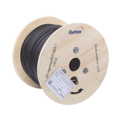 [N4-IC-FIG8A2-1C-171890] Carrete de 1 km de Fibra Óptica Aérea Mini Figura 8 G.657A2 tipo Drop, Monomodo de 1 Hilo (unifibra), Color Negro, Span 80