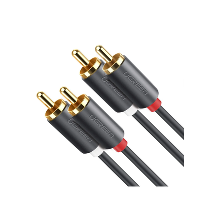 [N4-10520-206908] Cable de Audio 2 RCA Macho a 2 RCA Macho / 5 Metros / Color Negro / Alta Calidad / Anillos de goma para asegurar un agarre firme al instalar o quitar el cable
