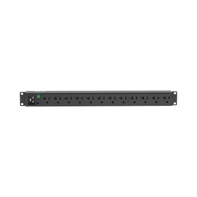 [N4-P12B30M-192817] PDU Básico para Distribución de Energía, Enchufe de Entrada NEMA L5-20P, Con 12 Contactos NEMA 5-20R, Instalación Horizontal de 19in, 1UR, 20 Amp, 120 Vca