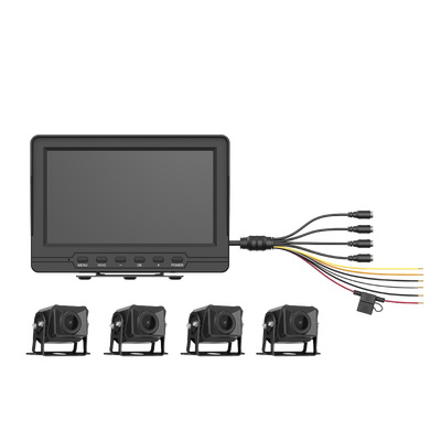 [N4-AE-VD2501A-A-229039] Sistema de Monitoreo Local / 4 Cámaras 1080p para Exterior (IP68) y Pantalla LCD de 7" a Color / Memoria Micro SD de 64 GB (Expandible a 512 GB) / Soporta Cambio de Cámara al Dar Reversa al Vehiculo / Accesorios de Instalación