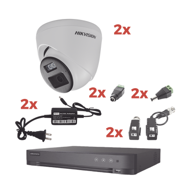 [N4-KH-1080P-2E-TWA-235084] Kit Audio Bidireccional TurboHD 1080p / DVR 4 Canales / 2 Cámaras Eyeball (Exterior) con Bocina y Microfóno Integrado / 2 Fuentes de Poder / Accesorios