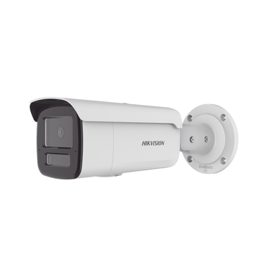 [N4-DS-2CD2T23G2-4LI2U-228585] [Dual Light + 2 Micrófonos Integrados] Bala IP 2 Megapixel / Lente 4mm / 80 mts Luz Blanca + 80 mts IR / ACUSENSE / Exterior IP67 / IK10 / WDR 120 dB / PoE / ONVIF / Micro SD / Metal / ACUSEARCH