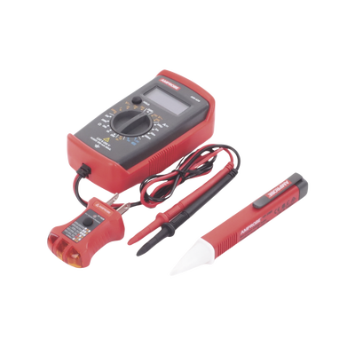 [N4-PK-110-214351] KIT Básico 3 en 1 con Multímetro Digital + Detector de Tensión sin Contacto + Comprobador de Fase GFCI