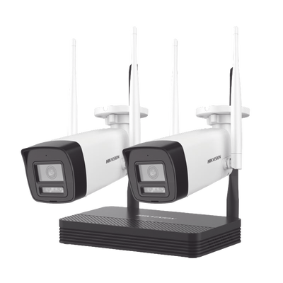 [N4-NKS424W0H-233659] Kit IP Inalámbrico 4 Megapixel / NVS 4 Canales / 2 Cámaras Bala para Exterior con Lente 2.8 mm y Dual Light (30 mts IR + 30 mts Luz Blanca) / Audio Bidireccional (Micrófono y Bocina) / Soporta Micro SD de 512 GB