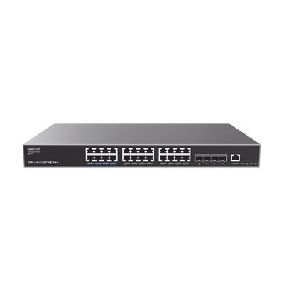[N4-GWN7813P-221772] Switch Capa 3 PoE+ Administrable / 24 puertos 10/100/1000 Mbps + 4 Puertos SFP+ de 10 Gigabits / Hasta 360W / Compatible con GWN Cloud.